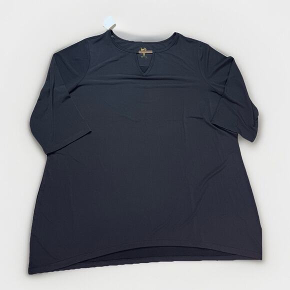 Belle by Kim Gravel Womens Hi-Low Tunic 2X Black Keyhole Trim Classic Statement - Picture 3 of 14